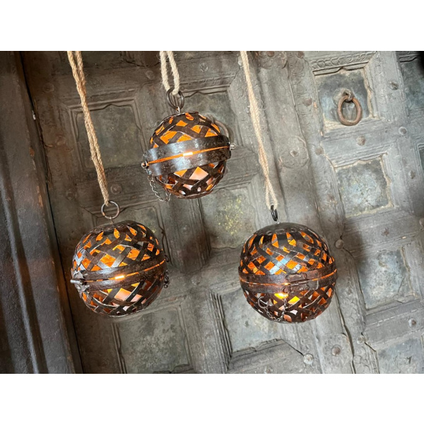 Metalen Mini kerst bollen set van 3